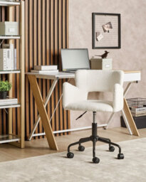 Beliani Desk Chair Sanilac Ii Boucle Off-White - thumbnail 2