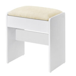 Ledrem Dressing Table Stool, Velvet Footrest, Upholstered Makeup Stool, Anti-Slip Pads, For Dressing Room, Bedroom, White - thumbnail 3