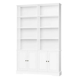 White Bookcase With Doors 6Tier Bookshelf Tall Storage Shelving Unit 120X27X185Cm - thumbnail 5