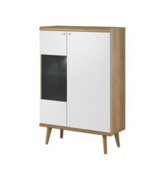Arte Elegant Primo Display Cabinet H1340mm W900mm D400mm In White And Oak Riviera - Stylish Storage Solution - thumbnail 1