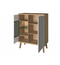 Arte Elegant Primo Display Cabinet H1340mm W900mm D400mm In White And Oak Riviera - Stylish Storage Solution - thumbnail 2
