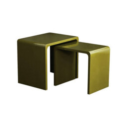 Sweeek - Set Of 2 Nesting Tables With Glossy Finish Khaki Green - Nola - thumbnail 4