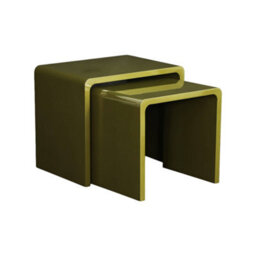 Sweeek - Set Of 2 Nesting Tables With Glossy Finish Khaki Green - Nola - thumbnail 2