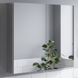 Aveli Bathroom Double Door Mirror Stainless Steel Sleek Modern Cabinet 800 X 700mm