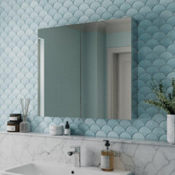 Affine Bathroom Double Door Mirror Stainless Steel Sleek Modern Cabinet 800 X 700mm - thumbnail 2