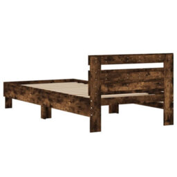 Berkfield Bed Frame Without Mattress With Headboard Smoked Oak 100X200 Cm - thumbnail 7