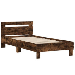 Berkfield Bed Frame Without Mattress With Headboard Smoked Oak 100X200 Cm - thumbnail 3
