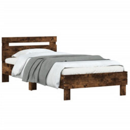 Berkfield Bed Frame Without Mattress With Headboard Smoked Oak 100X200 Cm - thumbnail 4