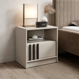Arte Nelly Bedside Table 51Cm Cashmere - Luxe Neutral Nightstand With Drawer And Open Compartment For Elegant Bedrooms - thumbnail 1
