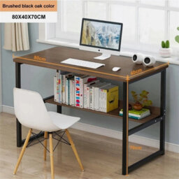 Brown 2 Grids Computer Desk Shelf Rolling Study Desk Pc Laptop Table For Home Office - thumbnail 3