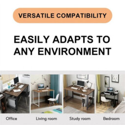 Brown 2 Grids Computer Desk Shelf Rolling Study Desk Pc Laptop Table For Home Office - thumbnail 4