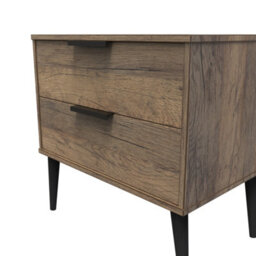 Fuji 2 Drawer Midi Bedside Cabinet In Vintage Oak (Ready Assembled) - thumbnail 4