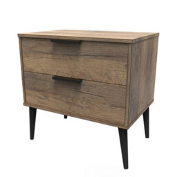 Fuji 2 Drawer Midi Bedside Cabinet In Vintage Oak (Ready Assembled) - thumbnail 3