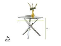 Furniturebox Uk Selina Chrome Round Square Leg Glass Dining Table And 4 Elephant Grey Corona Silver Chairs Set - thumbnail 6