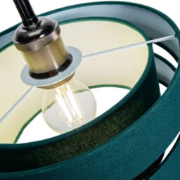 Happy Homewares Contemporary Quality Green Linen Fabric Triple Tier Ceiling Pendant Light Shade - thumbnail 3