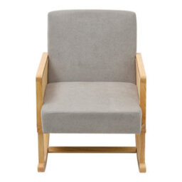 Thehotsale Linen Wooden Rattan Rocking Chair With Wood Frame Upholstered Recliner Armchair Rocker Lounge Chair Grey - thumbnail 3