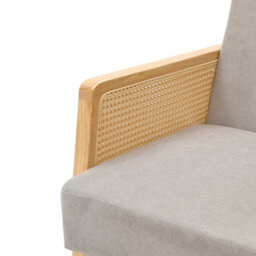 Thehotsale Linen Wooden Rattan Rocking Chair With Wood Frame Upholstered Recliner Armchair Rocker Lounge Chair Grey - thumbnail 7