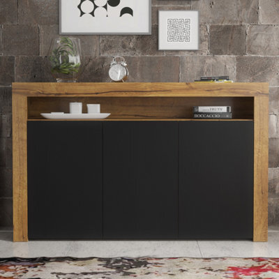 Sideboard Aether 155Cm - Dark Oak & Black Matt Doors - image 1