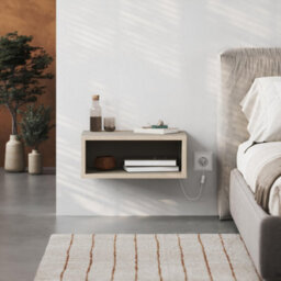 Decortie Brik Modern Floating Bedside Table Nightstand Wall-Mounted Led Lights 45Cm Sandstone, Sonoma Oak Bedroom - thumbnail 6