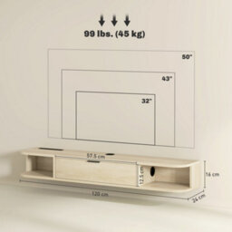 Wyld Haus Avalani 120Cm Natural Finish Floating Tv Unit For Screens Up To 50 Inches - thumbnail 3