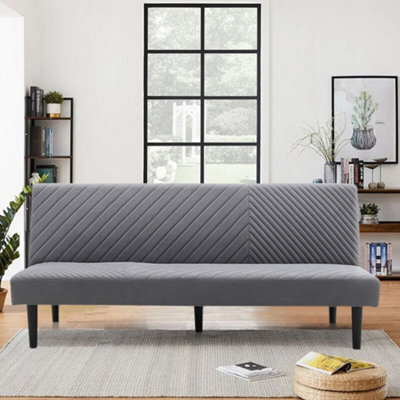 Living And Home 3 Seat Fabric Upholstered Sofa Couch 3 Seater  Recliner Sofa Bed Grey - image 1