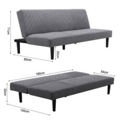 Living And Home 3 Seat Fabric Upholstered Sofa Couch 3 Seater  Recliner Sofa Bed Grey - thumbnail 6