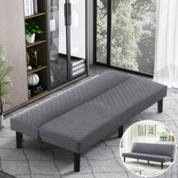 Living And Home 3 Seat Fabric Upholstered Sofa Couch 3 Seater  Recliner Sofa Bed Grey - thumbnail 2