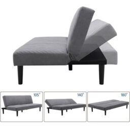 Living And Home 3 Seat Fabric Upholstered Sofa Couch 3 Seater  Recliner Sofa Bed Grey - thumbnail 3