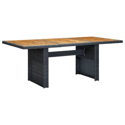 Walplus Garden Table Dark Grey Poly Rattan And Solid Acacia Wood - image 1