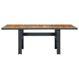 Walplus Garden Table Dark Grey Poly Rattan And Solid Acacia Wood - thumbnail 2