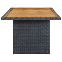 Walplus Garden Table Dark Grey Poly Rattan And Solid Acacia Wood - thumbnail 3