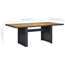 Walplus Garden Table Dark Grey Poly Rattan And Solid Acacia Wood - thumbnail 6