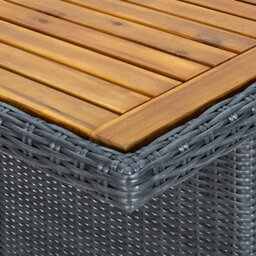 Walplus Garden Table Dark Grey Poly Rattan And Solid Acacia Wood - thumbnail 5