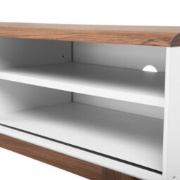 Beliani Tv Stand White And Dark Wood For Tvs Up To 53 Inch, 4 Shelves, Matt Finish - thumbnail 8