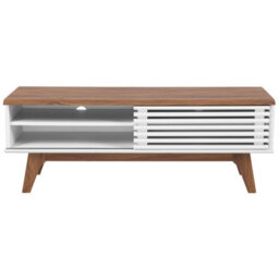 Beliani Tv Stand White And Dark Wood For Tvs Up To 53 Inch, 4 Shelves, Matt Finish - thumbnail 1