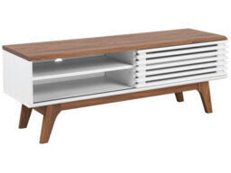 Beliani Tv Stand White And Dark Wood For Tvs Up To 53 Inch, 4 Shelves, Matt Finish - thumbnail 3