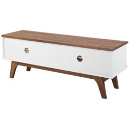 Beliani Tv Stand White And Dark Wood For Tvs Up To 53 Inch, 4 Shelves, Matt Finish - thumbnail 6