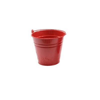 Decoris Childs Metal Bucket Planter Zinc Flower Pot Tin Pen Pot Craft Pot Bright Red - image 1