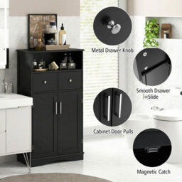 Gainoom Bathroom Floor Cabinet Freestanding Storage Cabinet Storage Organizer With 2 Adjustable Shelves - thumbnail 9