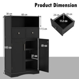 Gainoom Bathroom Floor Cabinet Freestanding Storage Cabinet Storage Organizer With 2 Adjustable Shelves - thumbnail 2