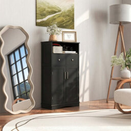 Gainoom Bathroom Floor Cabinet Freestanding Storage Cabinet Storage Organizer With 2 Adjustable Shelves - thumbnail 4