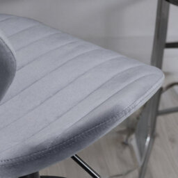 Rafaelo Mobilia Grey Retro Velvet Bar Stools Set Of 2 With Adjustable Height & Swivel - thumbnail 3