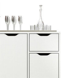 White Modern Wooden Sideboard Storage Cabinet With For Small Space Organization - thumbnail 5