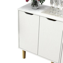 White Modern Wooden Sideboard Storage Cabinet With For Small Space Organization - thumbnail 2