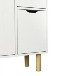 White Modern Wooden Sideboard Storage Cabinet With For Small Space Organization - thumbnail 3