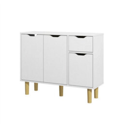 White Modern Wooden Sideboard Storage Cabinet With For Small Space Organization - thumbnail 1