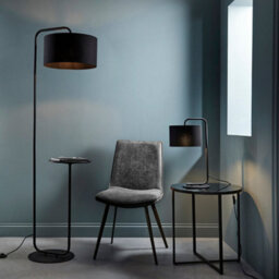 2 Pack Satin Black Table Lamp - 23Cm Fabric Cylinder Shade - Bedroom Desk Light - thumbnail 5