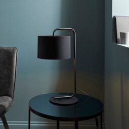 2 Pack Satin Black Table Lamp - 23Cm Fabric Cylinder Shade - Bedroom Desk Light - thumbnail 3