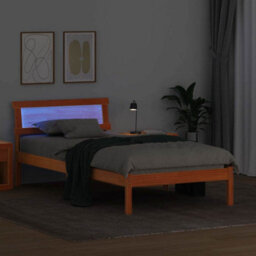 Berkfield Modern With Led Strip Lights Wax Brown 90 X 190 Cm Solid Pine Wood - thumbnail 4