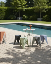 Beliani Set Of 4 Garden Stools Karavos Multicolour - thumbnail 2